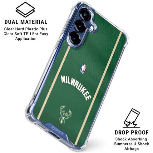 NBA Milwaukee Bucks Jersey Galaxy S25 Plus Clear Case