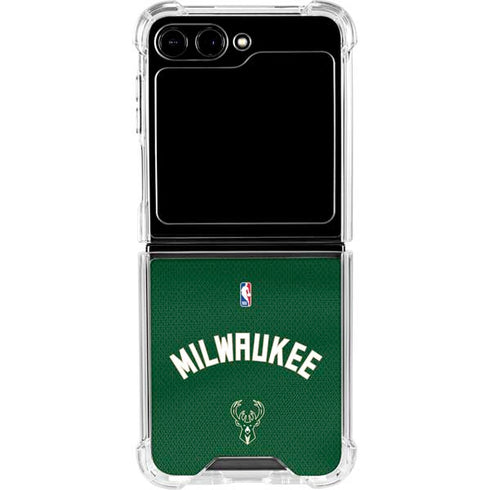 NBA Milwaukee Bucks Jersey Galaxy Z Flip5 5G Clear Case