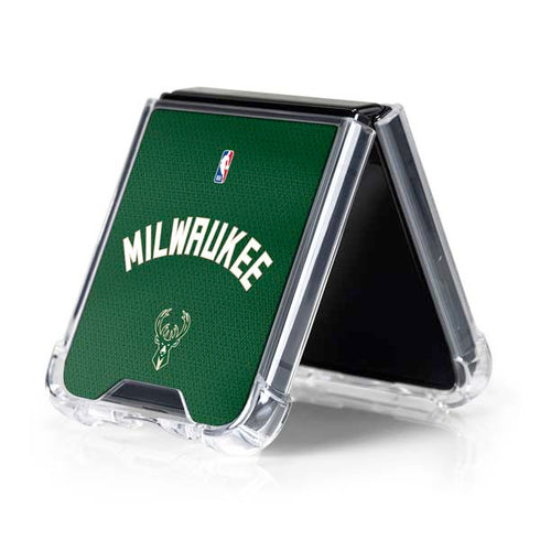 NBA Milwaukee Bucks Jersey Galaxy Z Flip5 5G Clear Case