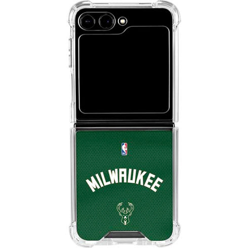 NBA Milwaukee Bucks Jersey Galaxy Z Flip6 Clear Case