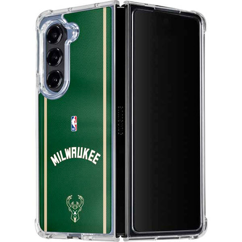 NBA Milwaukee Bucks Jersey Galaxy Z Fold5 5G Clear Case