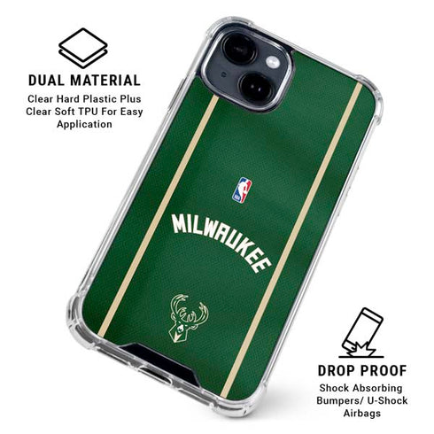 NBA Milwaukee Bucks Jersey iPhone 15 Plus Clear Case