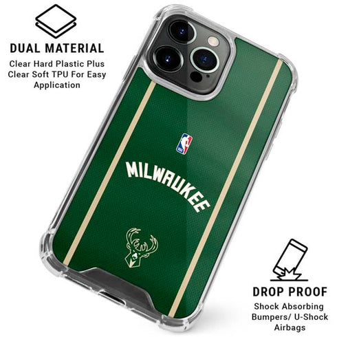 NBA Milwaukee Bucks Jersey iPhone 15 Pro Clear Case