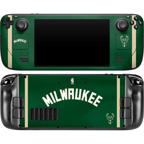 NBA Milwaukee Bucks Jersey Steam Deck Handheld Gaming Computer OLED Skin