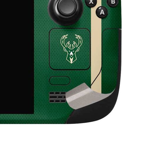 NBA Milwaukee Bucks Jersey Steam Deck Handheld Gaming Computer OLED Skin