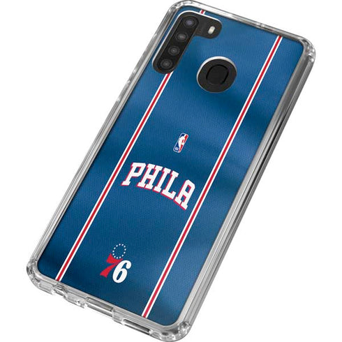 NBA Philadelphia 76ers Jersey Galaxy A21 Clear Case