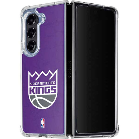 NBA Sacramento Kings Distressed Galaxy Z Fold5 5G Clear Case