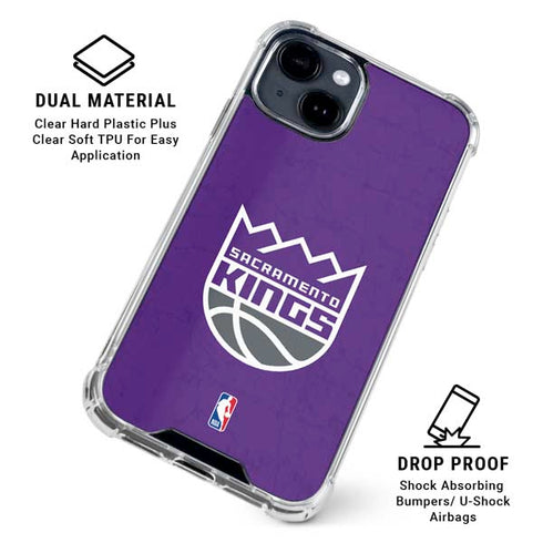 NBA Sacramento Kings Distressed iPhone 14 Plus Clear Case
