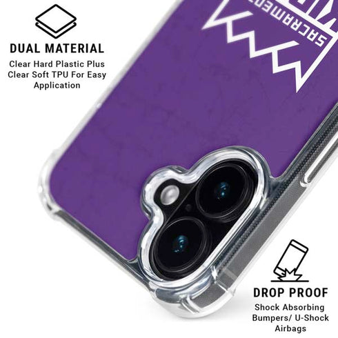 NBA Sacramento Kings Distressed iPhone 16 Clear Case