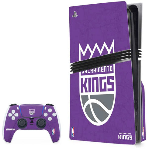 NBA Sacramento Kings Distressed PS5 Pro Disk Bundle Skin