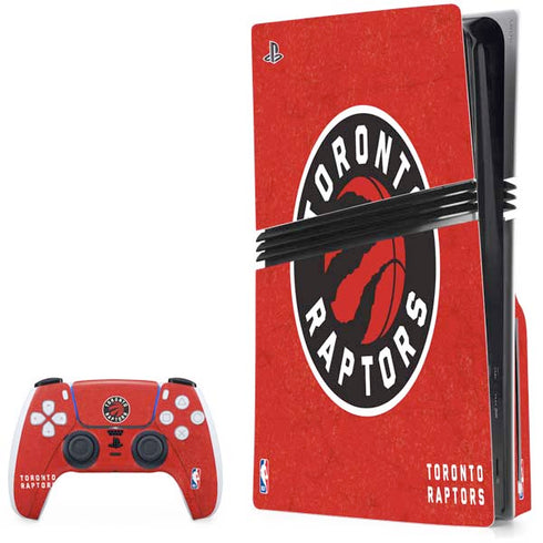 NBA Toronto Raptors Distressed PS5 Pro Disk Bundle Skin