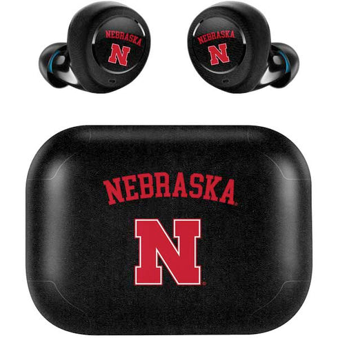 University of Nebraska Collegiate Text Black Amazon Echo Buds Skin