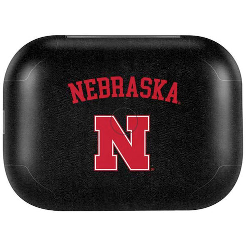University of Nebraska Collegiate Text Black Amazon Echo Buds Skin