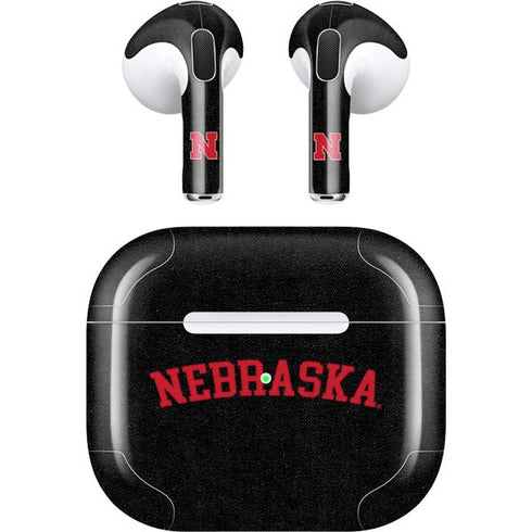 University of Nebraska Collegiate Text Black Apple AirPods (3rd Gen 2021) Skin