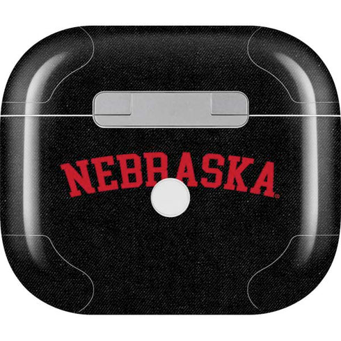 University of Nebraska Collegiate Text Black Apple AirPods (3rd Gen 2021) Skin