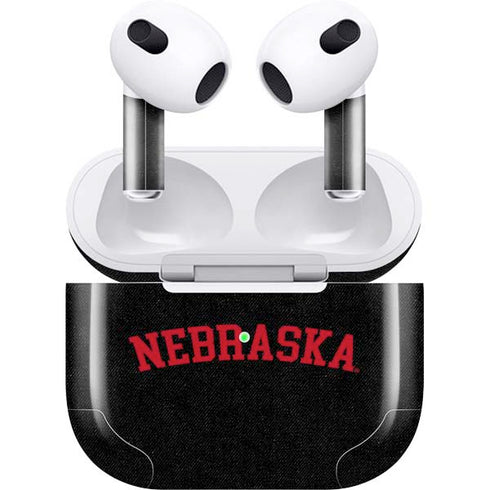 University of Nebraska Collegiate Text Black Apple AirPods (3rd Gen 2021) Skin