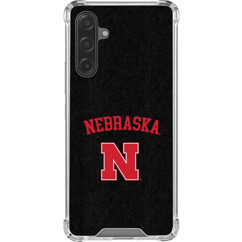 University of Nebraska Collegiate Text Black Galaxy A17 Clear Case