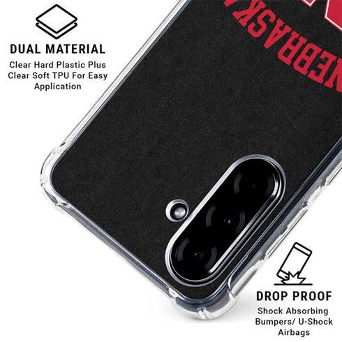 University of Nebraska Collegiate Text Black Galaxy A36 5G Clear Case