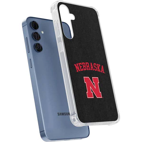 University of Nebraska Collegiate Text Black Galaxy A55 5G Clear Case