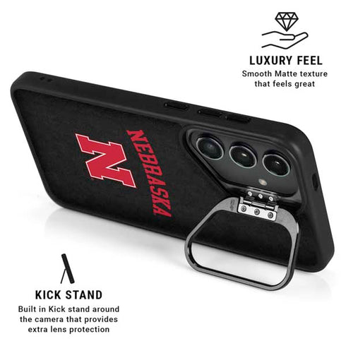 University of Nebraska Collegiate Text Black Galaxy S25 Kickstand Case