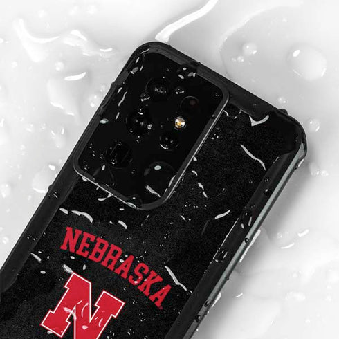 University of Nebraska Collegiate Text Black Galaxy S24 Ultra Waterproof Case