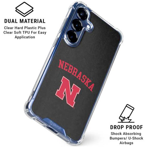 University of Nebraska Collegiate Text Black Galaxy S25 Plus Clear Case