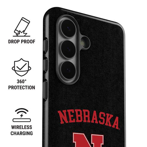 University of Nebraska Collegiate Text Black Galaxy S26 Plus Impact Case