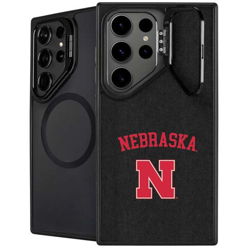 University of Nebraska Collegiate Text Black Galaxy S26 Ultra Kickstand Case