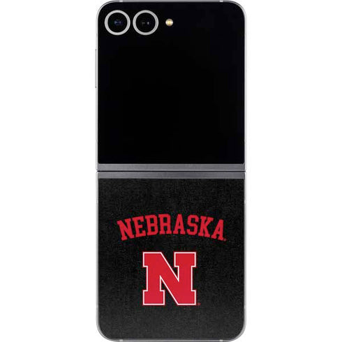 University of Nebraska Collegiate Text Black Galaxy Z Flip6 Skin