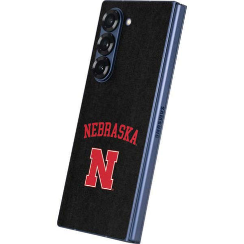 University of Nebraska Collegiate Text Black Galaxy Z Fold6 Skin