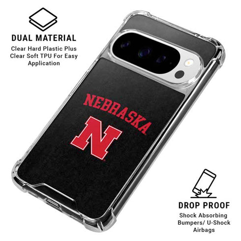 University of Nebraska Collegiate Text Black Google Pixel 10 Pro XL Clear Case