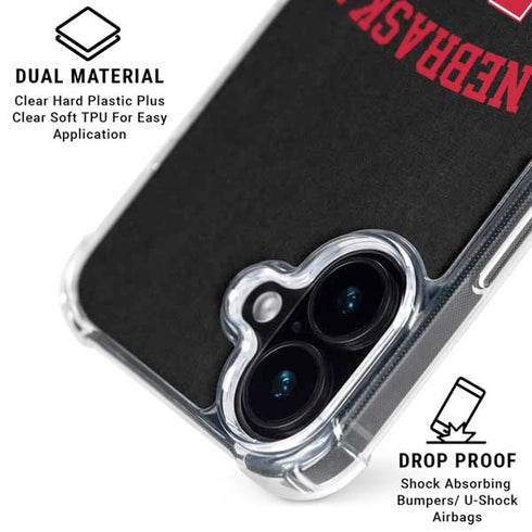 University of Nebraska Collegiate Text Black iPhone 16 MagSafe Case
