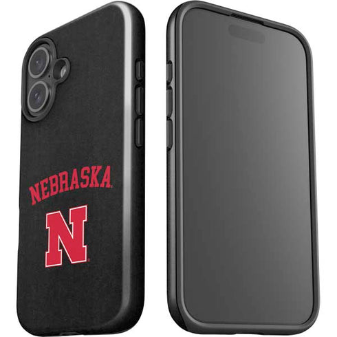 University of Nebraska Collegiate Text Black iPhone 16 Plus Impact Case