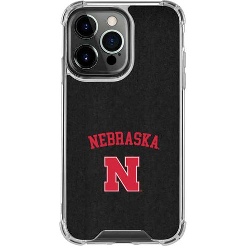 University of Nebraska Collegiate Text Black iPhone 16 Pro Clear Case