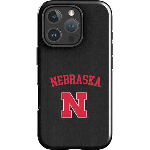 University of Nebraska Collegiate Text Black iPhone 16 Pro Impact Case