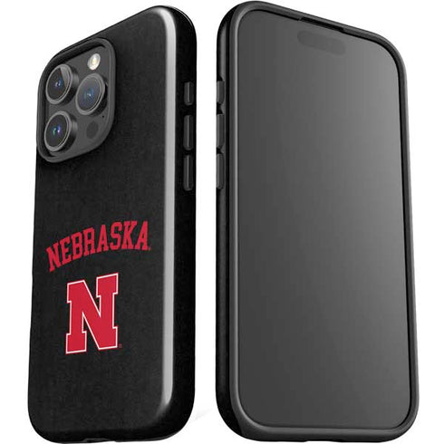 University of Nebraska Collegiate Text Black iPhone 16 Pro Impact Case