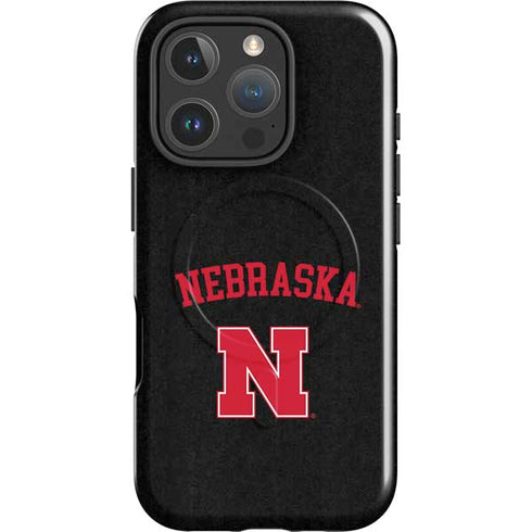 University of Nebraska Collegiate Text Black iPhone 16 Pro Magsafe Impact Case