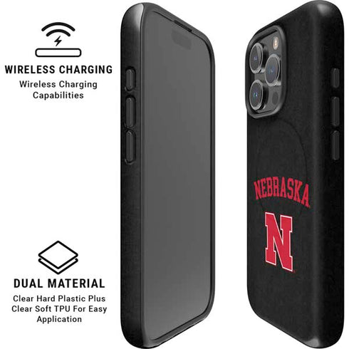 University of Nebraska Collegiate Text Black iPhone 16 Pro Magsafe Impact Case