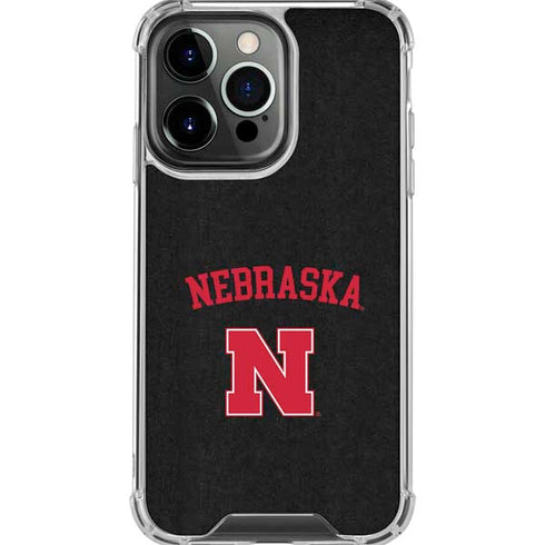 University of Nebraska Collegiate Text Black iPhone 16 Pro Max Clear Case