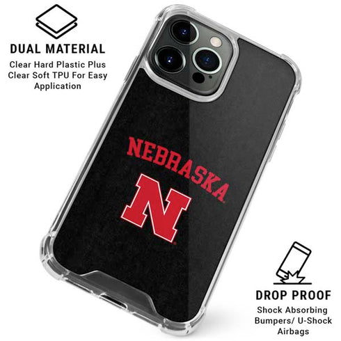 University of Nebraska Collegiate Text Black iPhone 16 Pro Max Clear Case