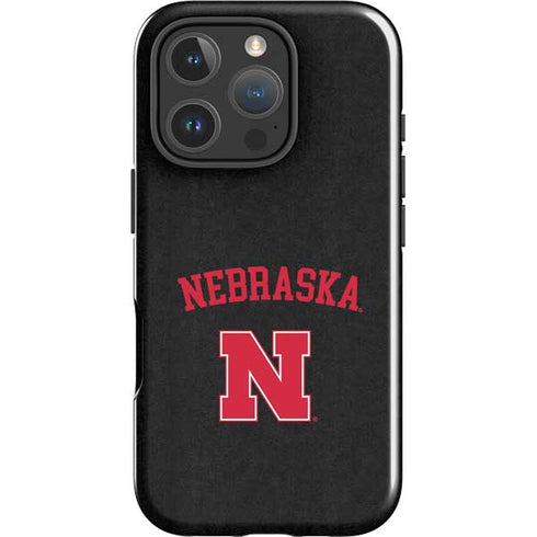 University of Nebraska Collegiate Text Black iPhone 16 Pro Max Impact Case
