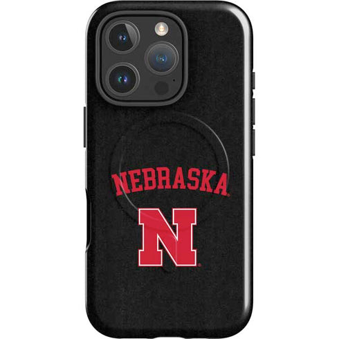 University of Nebraska Collegiate Text Black iPhone 16 Pro Max Magsafe Impact Case