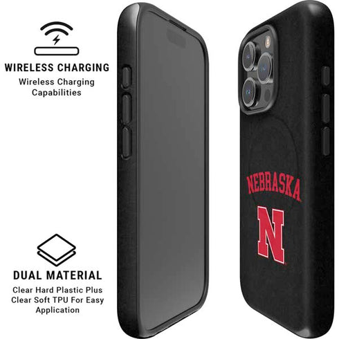 University of Nebraska Collegiate Text Black iPhone 16 Pro Max Magsafe Impact Case