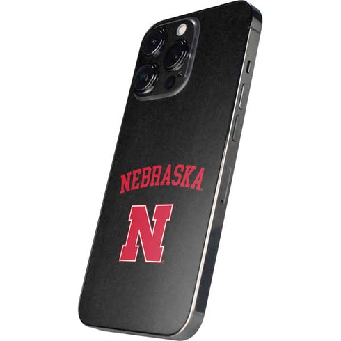 University of Nebraska Collegiate Text Black iPhone 16 Pro Max Skin