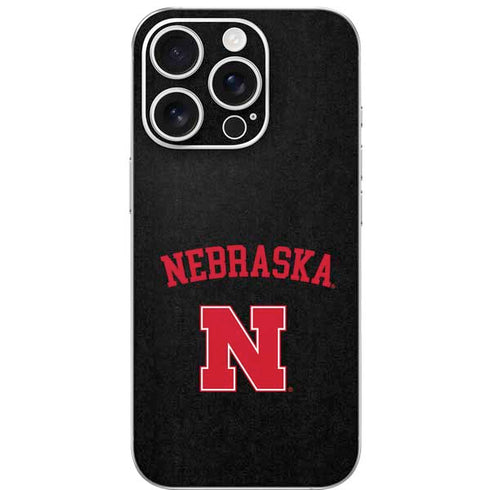 University of Nebraska Collegiate Text Black iPhone 16 Pro Skin