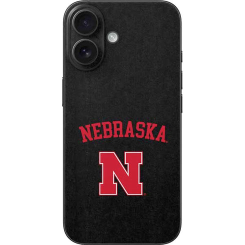 University of Nebraska Collegiate Text Black iPhone 16 Skin