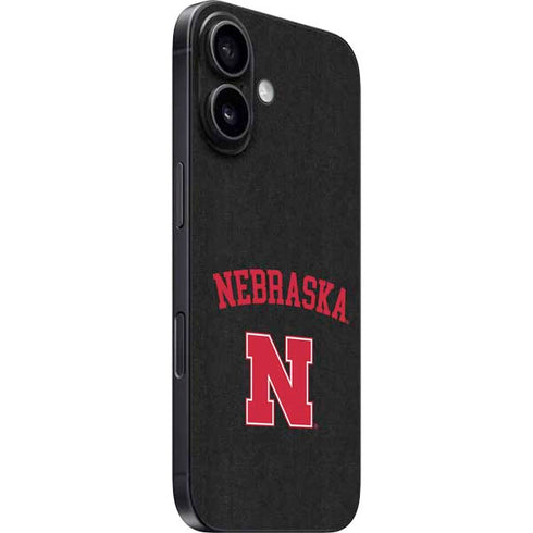 University of Nebraska Collegiate Text Black iPhone 16 Skin