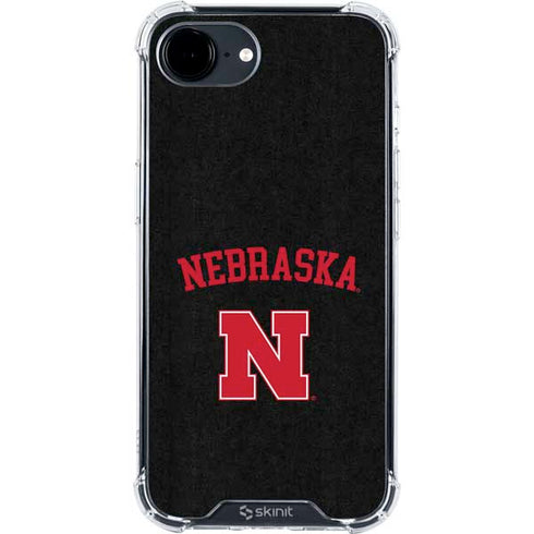 University of Nebraska Collegiate Text Black iPhone 16e Clear Case
