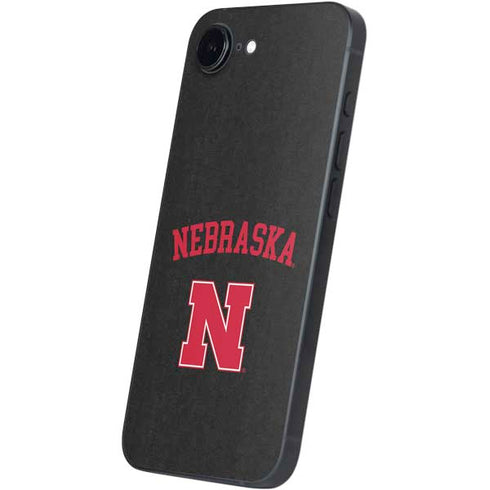 University of Nebraska Collegiate Text Black iPhone 16e Skin