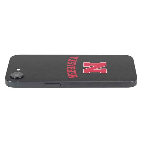 University of Nebraska Collegiate Text Black iPhone 16e Skin